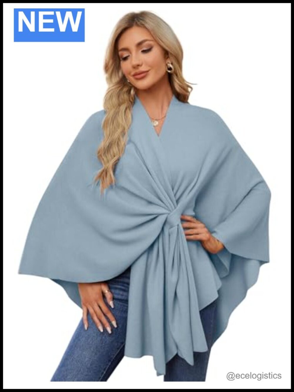 Elegant Shawl Wrap Open Front Poncho Sweater Rayon Blend One Size